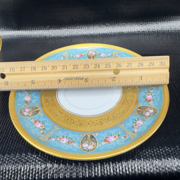 Black Knight Porcelain Fine Bone China Teacup Saucer Set Heavy Gold Pattern READ - Picture 5 of 11